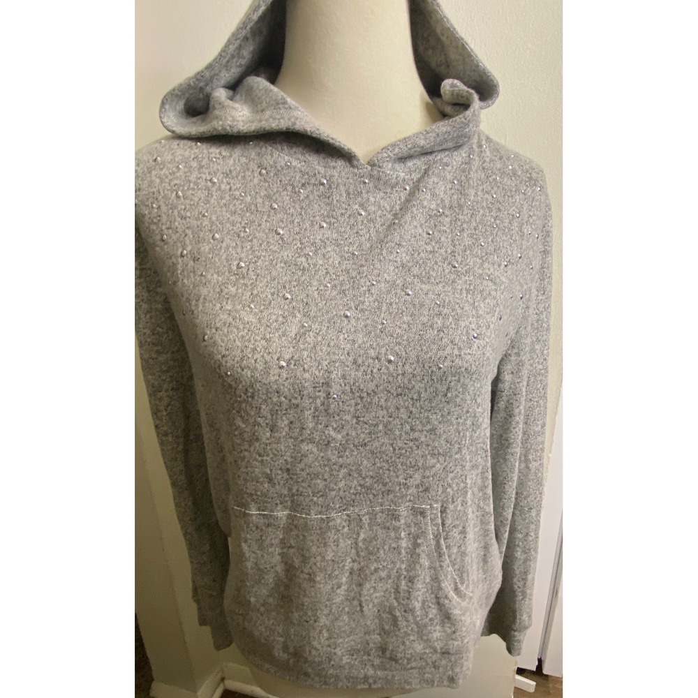 Juicy Couture Womens Heather Grey Studded Pullover Hoodie JKMF8KJ423 Size M NEW